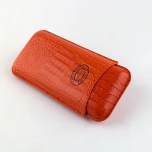 Partagas Leather Cigar Case Croco Effect - Orange - Tripple