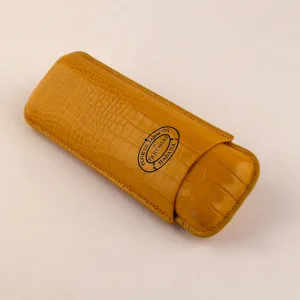 Partagas Leather Cigar Case Croco Effect - Yellow - Double