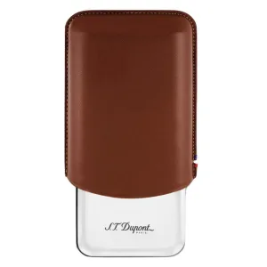 S.T. Dupont Triple Chrome Cigar Case - Brown
